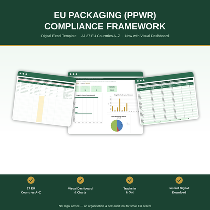 EU Packaging (PPWR) Compliance Framework — Digital Excel Template